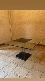 Salontafel van gehard glas met middenpoot, Gebruikt, 50 tot 75 cm, Vierkant, Ophalen of Verzenden