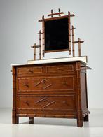 Faux Bamboo commode met spiegel, Ophalen, Grenenhout