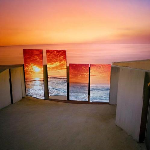 Ensemble de quatre cadres d'art mural coucher de soleil, Maison & Meubles, Accessoires pour la Maison | Cadres, Utilisé, Autres matériaux