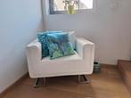 Lederen zetel / fauteuil / eenzit modern wit ZGAN, Huis en Inrichting, Fauteuils, Ophalen, Minder dan 75 cm, Zo goed als nieuw