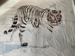 Flanellen dekbedovertrek 180x230 witte tijger 2 kussenslopen, Enlèvement ou Envoi, Utilisé, Deux personnes, Housse de couette
