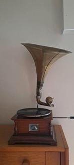 Oude grammofoon benson met aktetas en 15 platen, Antiek en Kunst, Ophalen