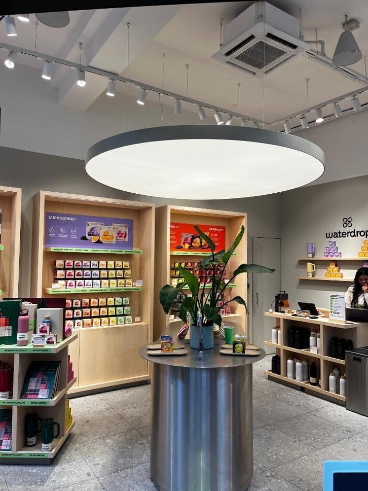 Lampen, Huis en Inrichting, Lampen | Hanglampen, Zo goed als nieuw, 75 cm of meer, Glas, Metaal, Ophalen