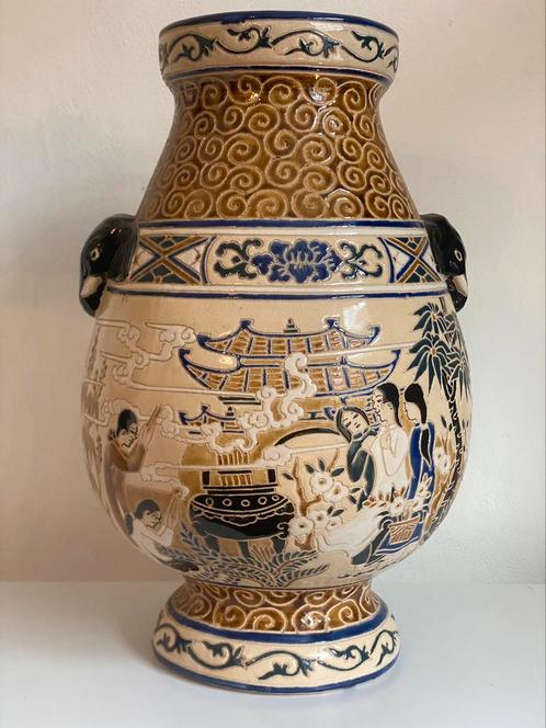 Polychroom vaas Biên-Hoa Vietnam, Antiek en Kunst, Antiek | Vazen, Ophalen