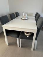 Uitschuifbare tafel met 6 stoelen van IKEA, 50 tot 100 cm, 150 tot 200 cm, Rechthoekig, Zo goed als nieuw