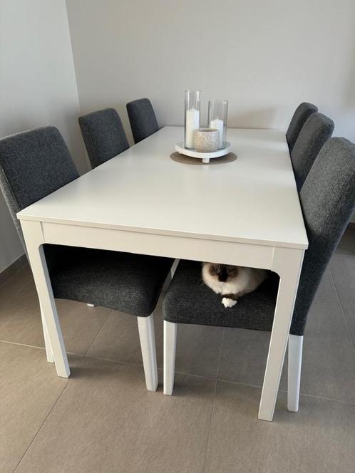 Uitschuifbare tafel met 6 stoelen van IKEA, Maison & Meubles, Tables | Tables à manger, Comme neuf, 50 à 100 cm, 150 à 200 cm