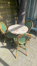 Table avec 3 chaises style Bistro Paris, Jardin & Terrasse, Ensembles de jardin, Chaise, Autres matériaux, Utilisé, Enlèvement ou Envoi