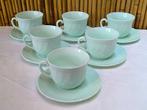 6 tasses et soucoupes torsadées Arcopal vert menthe / mint, Uni, Enlèvement ou Envoi, Verre, Utilisé