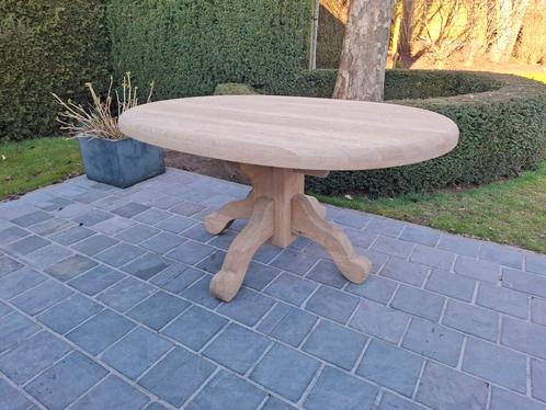 Volledig massief eiken ovale eettafel. Geluchtgomd., Huis en Inrichting, Tafels | Eettafels, Zo goed als nieuw, Ophalen of Verzenden