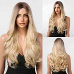 Luxe pruik met lang goudblond haar zonder pony model Kiki, Verzenden, Nieuw, Pruik of Haarverlenging