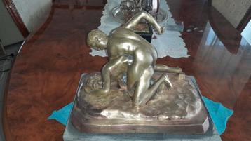 Gouden bronzen bord Rodin - de worstelaars beschikbaar voor biedingen