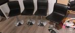 4 barstoelen (zo goed als nieuw), Huis en Inrichting, Ophalen, Zwart, Leer, Zo goed als nieuw
