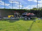 Trailer 2 jetski en 1quad, Watersport en Boten, Boottrailers, Ophalen, 1500 tot 3000 kg, Zo goed als nieuw, Geremd