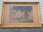 gravure signe michel morsa, Antiek en Kunst, Kunst | Etsen en Gravures, Ophalen of Verzenden