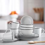 Koffieservies met zwarte rand | GRATIS LEVERING, Huis en Inrichting, -, Verzenden, -, Bord(en)