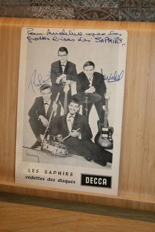 Photo du groupe Les Saphirs avec dédicaces, Collections, Photos & Gravures, Utilisé, Photo, 1960 à 1980, Enlèvement ou Envoi