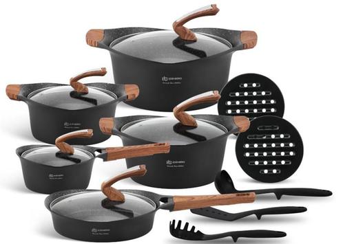 Edenberg 15-delige Luxe Pannenset Gesmeed Aluminium.Nieuw!!, Huis en Inrichting, Keuken | Potten en Pannen, Nieuw, Pannenset, Aluminium
