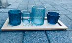 Set van 4 glazen met kaarsenhouder, 33 x 13 x 1,7 cm(nieuw), Huis en Inrichting, Woonaccessoires | Kandelaars en Kaarsen, Nieuw