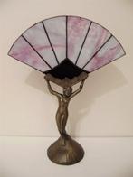 ART DECO : Beeld in koper met waaier van glaspasta in lood, Ophalen