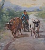 Henry Schouten 1860-1922 " Vee in dreef" olie op doek, Antiek en Kunst, Ophalen