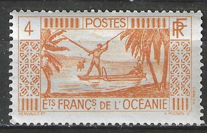 Frans-Oceanie 1939/1949 - Yvert 87 - Visser - 4 c. (PF), Postzegels en Munten, Postzegels | Oceanië, Verzenden