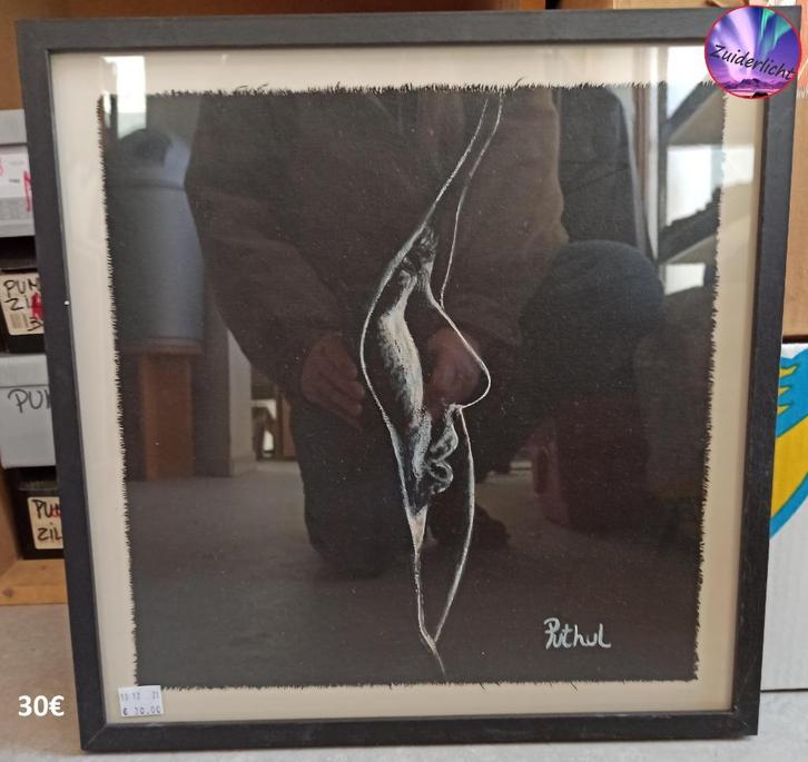 Prachtig ingekaderde tekening van Puthul, Antiek en Kunst, Kunst | Tekeningen en Fotografie, Ophalen