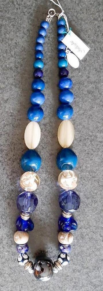 Te koop: Mooie zware ketting blauw/beige beschikbaar voor biedingen