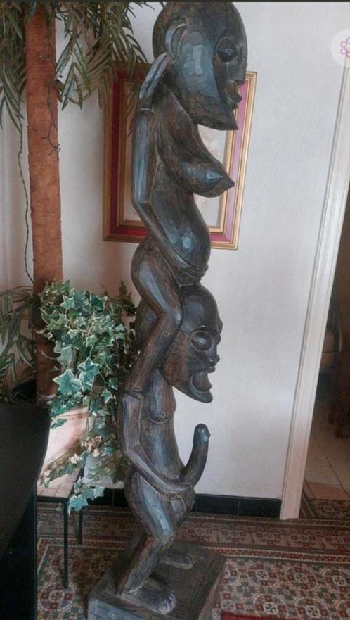 GROOT AFRIKAANS HOUTEN BEELD VRUCHTBAARHEID HOOGTE 2M 03CM, Antiek en Kunst, Kunst | Beelden en Houtsnijwerken, Ophalen