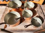 5 casseroles en cuivre dont la taille augmente., Maison & Meubles, Utilisé, Enlèvement ou Envoi