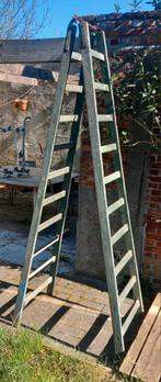 houten dubbele trapladder, Doe-het-zelf en Bouw, Ladders en Trappen, Ophalen, Gebruikt
