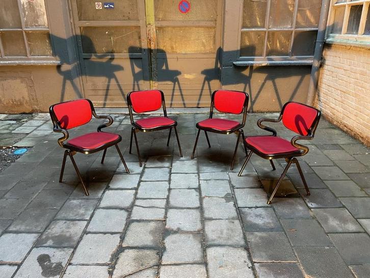 Castelli – Vertebra Chairs (1981) – Set van 4, Huis en Inrichting, Bureaustoelen, Zo goed als nieuw, Bureaustoel, Rood, Ophalen