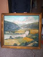 Huile sur toile représentant l'Ourthe à Maboge. Signée Jo Pa, Ophalen