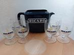 Ricard glazen 6 stuks en waterkan 1 liter in ceramiek blauw, Verzamelen, Ophalen of Verzenden, Nieuw, Waterglas