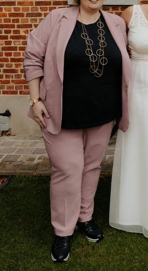 Broekpak M&S maat 52/54 - oudroze - zgan, Kleding | Dames, Grote Maten, Zo goed als nieuw, Overige typen, Roze, Ophalen of Verzenden