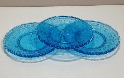 3 vintage blauwe glazen perle schaaltjes oosters decor, Huis en Inrichting, Keuken | Servies, Gebruikt, Schaal of Schalen, Effen