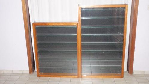Oude grenen hang vitrine kast met glazen schabben, Huis en Inrichting, Kasten | Vitrinekasten, Gebruikt, 100 tot 150 cm, 150 tot 200 cm