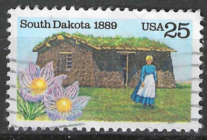 États-Unis 1989 - Yvert 1864 - 100 ans du Dakota du Sud (ST), Timbres & Monnaies, Timbres | Amérique, Affranchi, Envoi