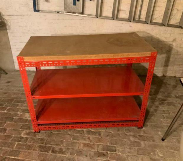 Werkbank - hout/metaal, Doe-het-zelf en Bouw, Werkbanken, Gebruikt, 120 tot 170 cm, Ophalen