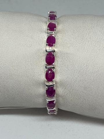 Zilveren Armband met Natuurlijke Robijn beschikbaar voor biedingen