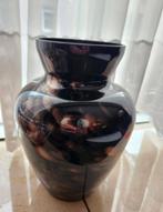 Zwart vaas met bruine koperen glans -  26 cm, Ophalen