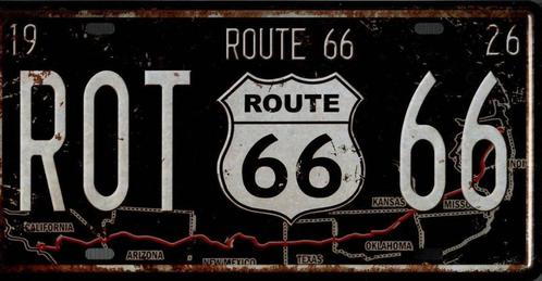 Retro Metalen Sierbord - Route 66, Huis en Inrichting, Woonaccessoires | Wanddecoraties, Nieuw, Ophalen of Verzenden