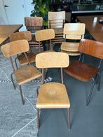 Houten vintage school- en kerkstoelen, Ophalen, Gebruikt, Meubilair