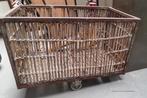 Industrieel katoenkar bamboe opbergmand kist box koffer kar, Huis en Inrichting, Ophalen of Verzenden, Gebruikt