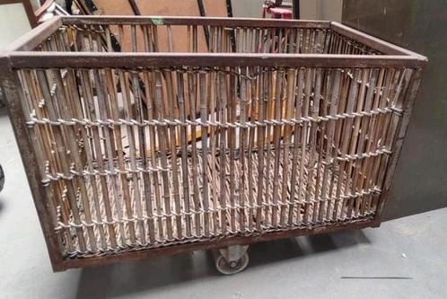 Industrieel katoenkar bamboe opbergmand kist box koffer kar, Huis en Inrichting, Overige Huis en Inrichting, Gebruikt, Ophalen of Verzenden