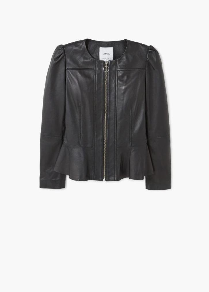 Elegant Leren jasje - Zwart - Nieuw - XL - Mango, Kleding | Dames, Jasjes, Kostuums en Pakken, Zo goed als nieuw, Jasje, Maat 46/48 (XL) of groter