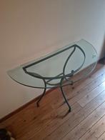 Table en fer forgé vert et verre, Maison & Meubles, Enlèvement ou Envoi, Utilisé, Verre