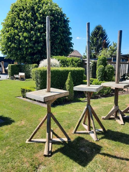 Zelfgemaakte houten statafels, Hobby en Vrije tijd, Feestartikelen | Verhuur, Gebruikt, Ophalen