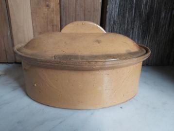 Prachtige oude franse geglazuurde terracotta schaal /terrine beschikbaar voor biedingen