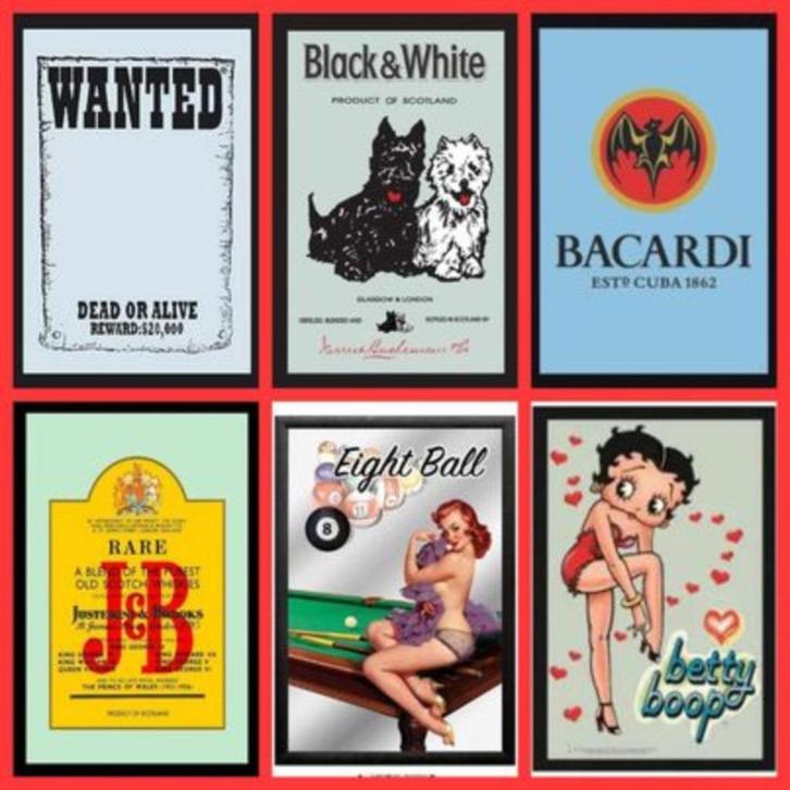 Betty Boop Elvis Whiskey Wanted Bacardi J&B auto spiegel, Verzamelen, Merken en Reclamevoorwerpen, Nieuw, Overige typen, Ophalen of Verzenden