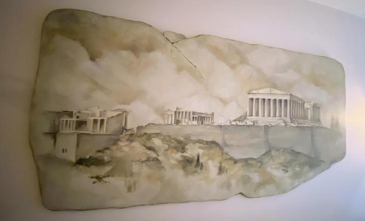 Peinture de l'Acropole sur panneau de bois, Antiquités & Art, Art | Peinture | Classique, Enlèvement